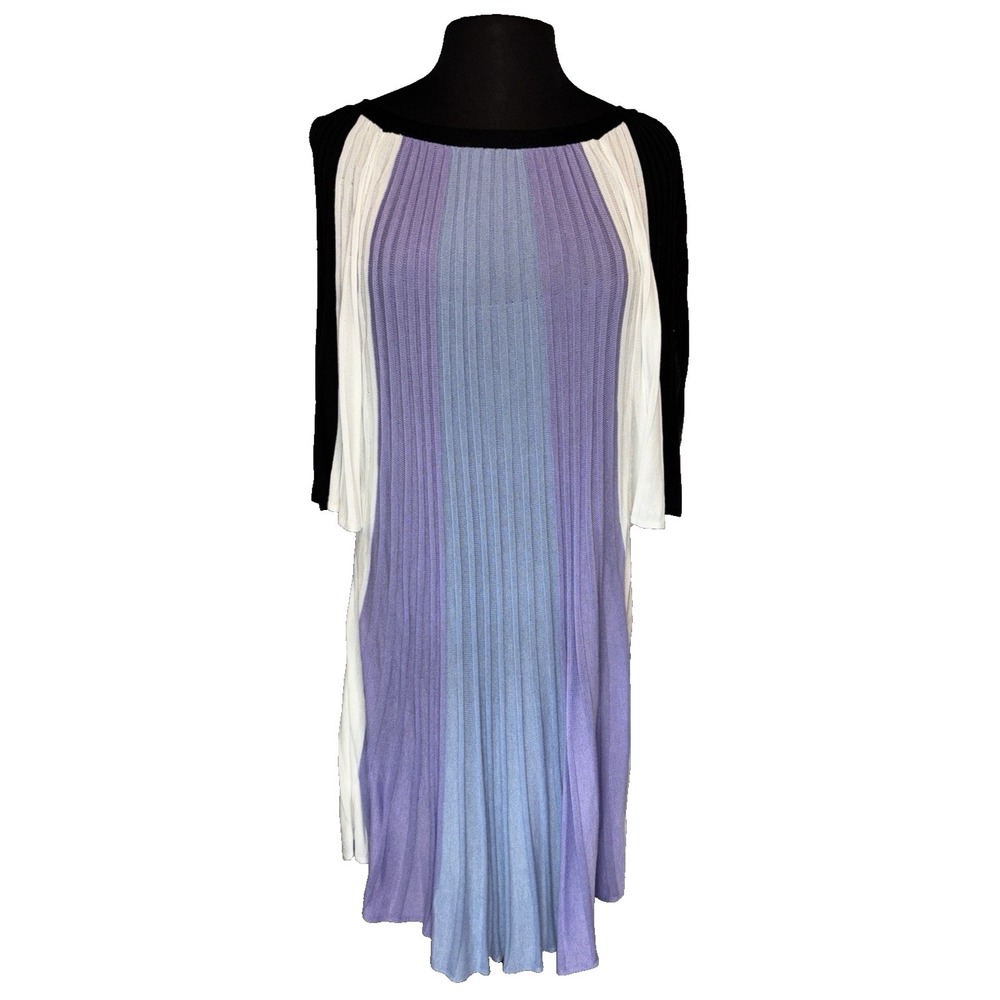 NEW Yest Pleated Semi Sheer Swing Dress Women Size 6 Purple Knee Length Party
